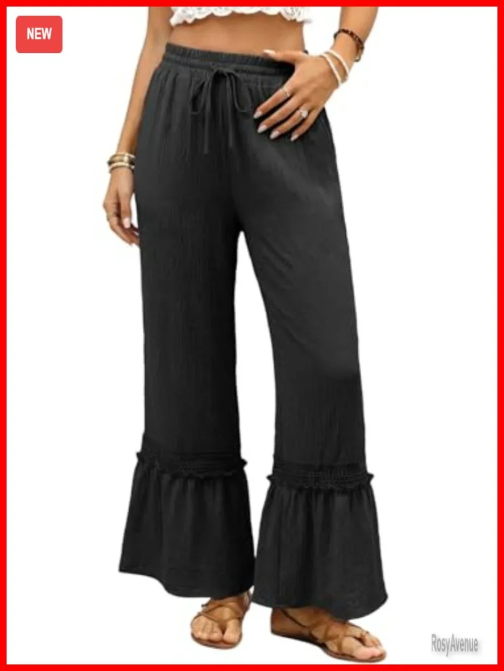 High Waisted Wide Leg Lace Trousers with Pockets